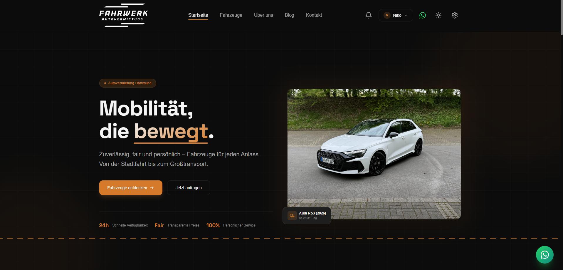 Screenshot von Fahrwerk Autovermietung